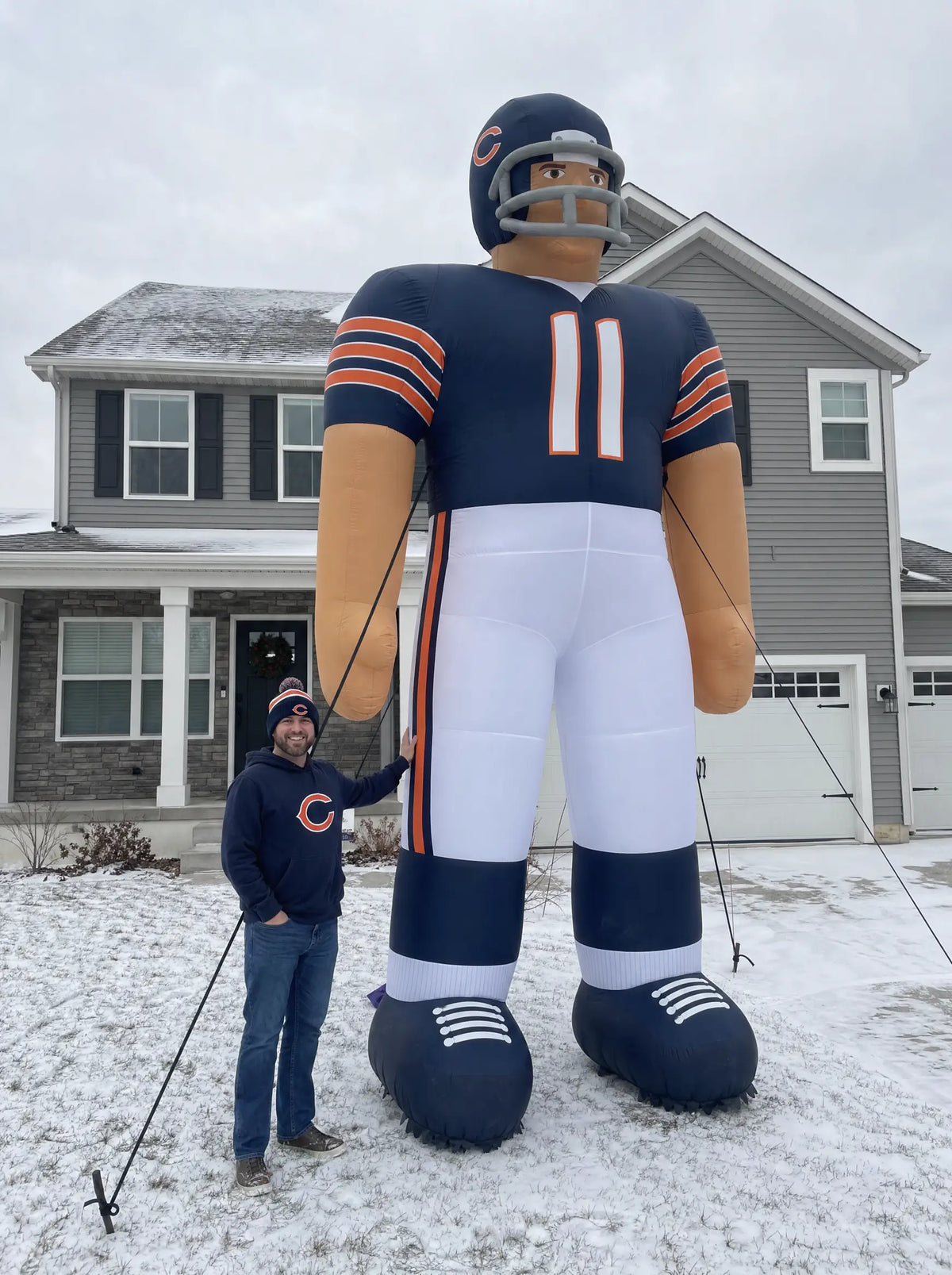 10 ft Giant Inflatable Bears Player — Pre-lit, Blower + Stakes Include