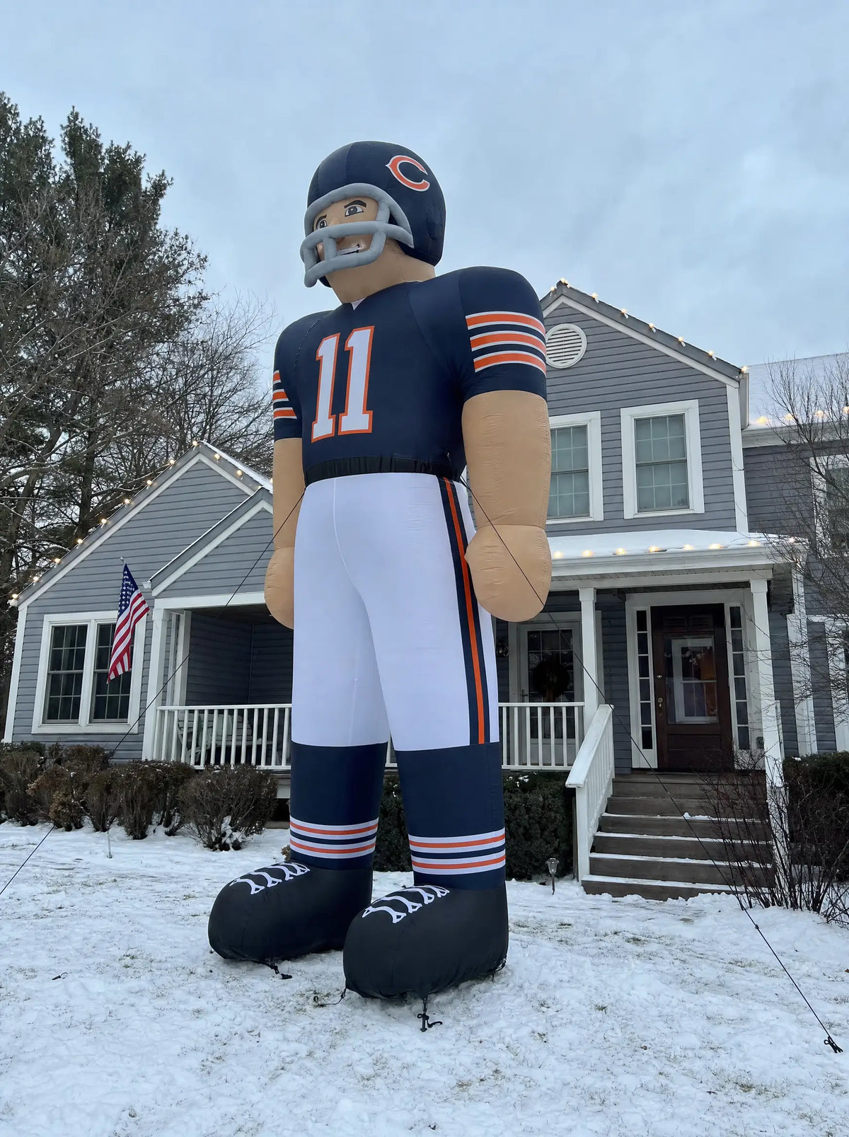 10 ft Giant Inflatable Bears Player — Pre-lit, Blower + Stakes Include